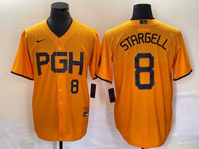 Men's Pittsburgh Pirates #8 Willie Stargell Number Gold 2023 City Connect Stitched Jersey 1,We sell and wholesale Men's Pittsburgh Pirates #8 Willie Stargell Number Gold 2023 City Connect Stitched Jersey 1 on line form chian!